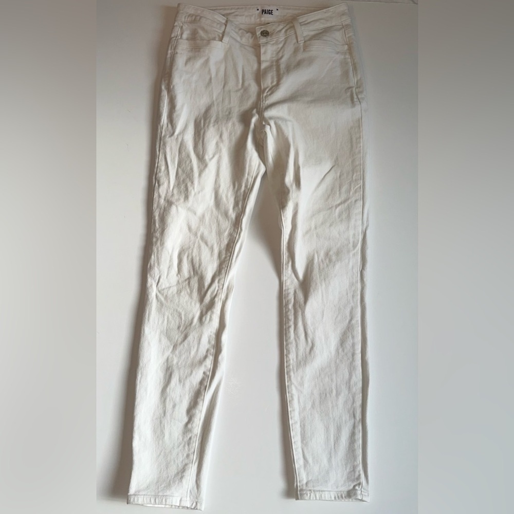 Paige Hoxton Ankle Skinny Jeans Women’s 28 White Stretch Denim Made In USA - Picture 1 of 7